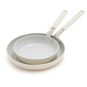 Bobby Flay -  2pk (8" and 10") Ceramic Nonstick Alumi Cream